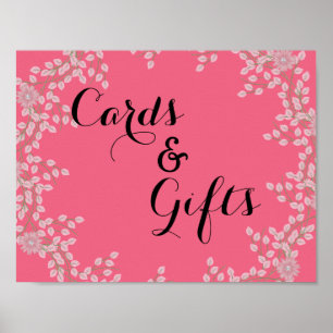 Chic Pink Floral & Pearls Wedding Cards & Gifts Poster