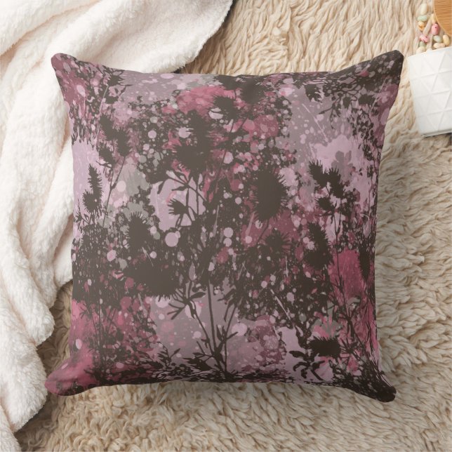 Chic Pink Floral Throw Pillow (Blanket)