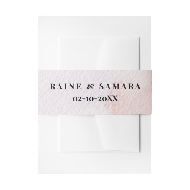  Chic Pink Floral Wedding Invitation Belly Band (Front Example)