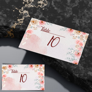 Chic Pink Floral Wedding Place Card