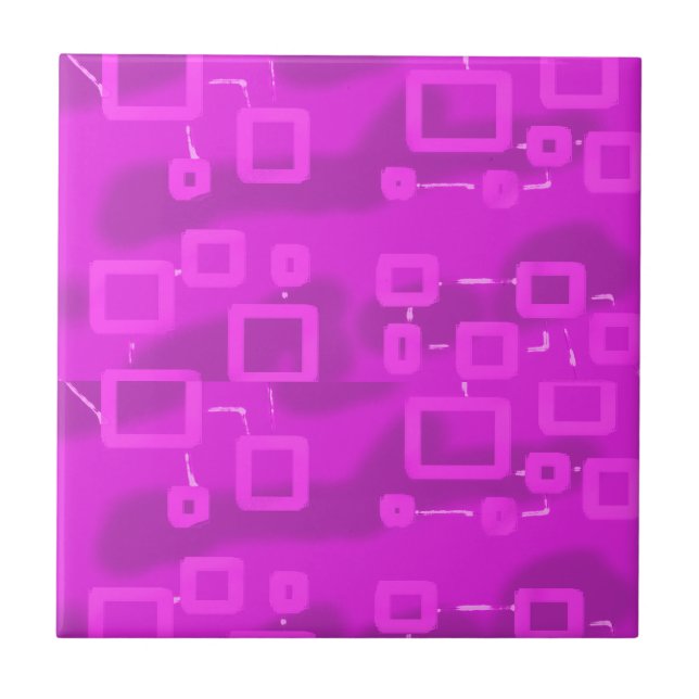 Chic Pink Futuristic Geometric   Tile (Front)