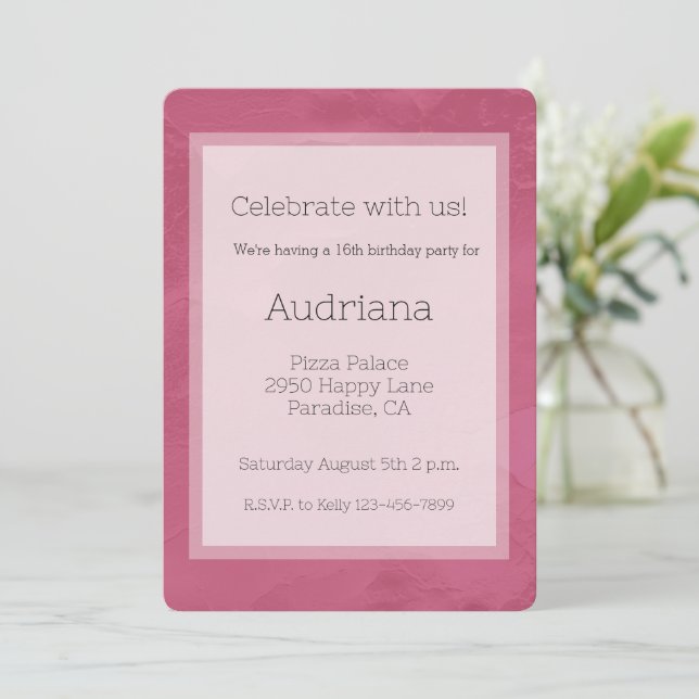Chic Pink Glam 16th Birthday Invitation (Standing Front)