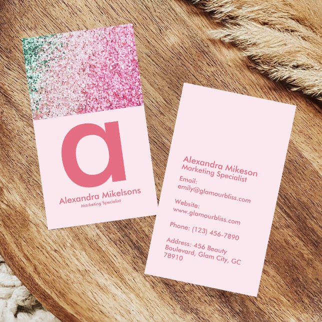 Chic Pink Glitter Aesthetic Business Card (Creator Uploaded)