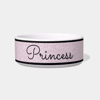Chic Pink Glitter Customised Cat Bowl