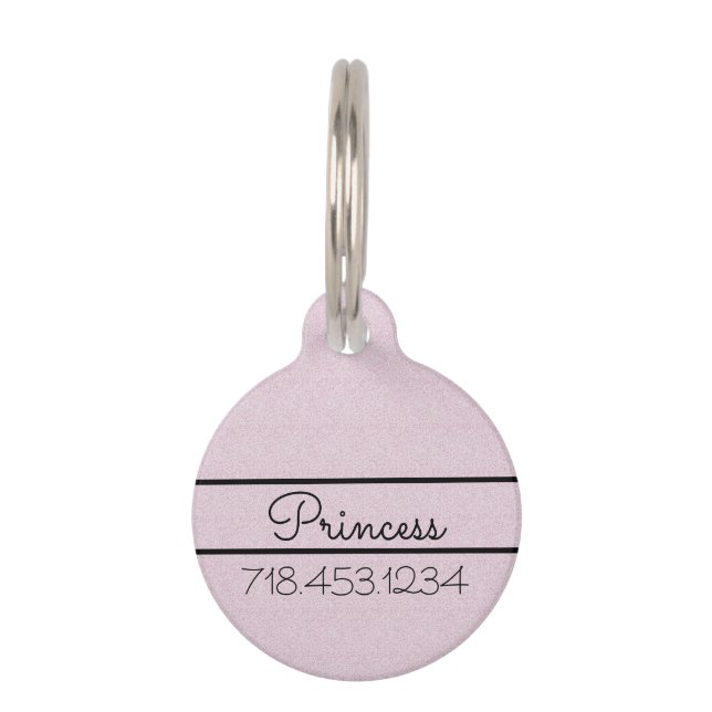 Chic Pink Glitter Customised Cat Pet Tag (Front)