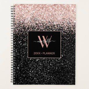 Chic Pink Glitter Monogram Name 2021 Planner