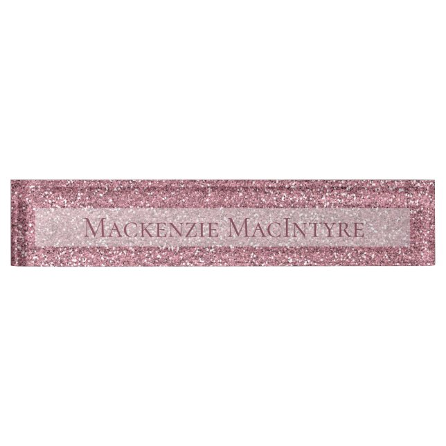 Chic Pink Glitter | Rose Gold Sparkle Nameplate (Front)
