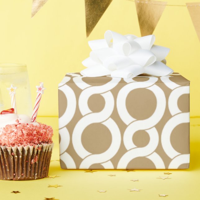 Chic pink gold abstract geometric pattern monogram wrapping paper (Birthday Party)