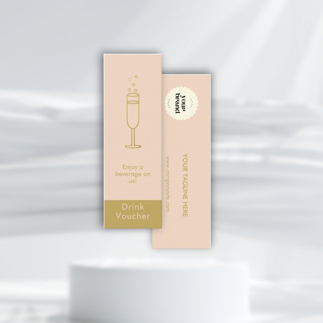 Chic Pink Gold Event Logo Free Drink Voucher  Mini Business Card (Creator Uploaded)