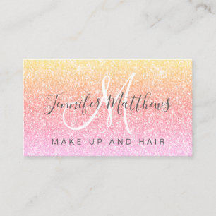 Chic Pink Gold Glitter Makeup Artist Hair Salon Business Card