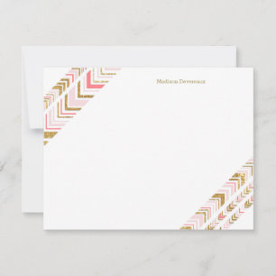 Chic Pink & Gold Tribal Custom Flat Note Cards
