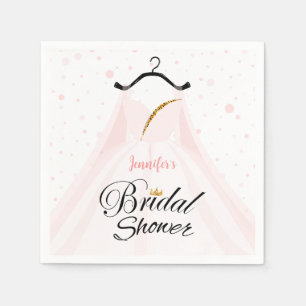 Chic Pink & Gold Wedding Dress Bridal Shower Napkin