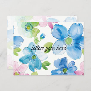 Chic Pink Green Blue Floral Postcard
