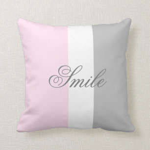 Chic Pink Grey White Multicoloured Trendy Script  Cushion