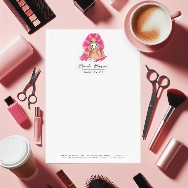 Chic Pink Hair Salon Custom Letterhead (Chic Pink Hair Salon Letterhead)