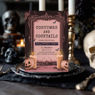 Chic Pink Halloween Party Invitation