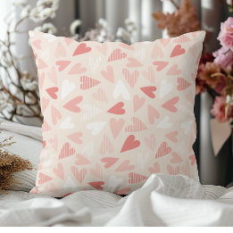 Chic Pink Hearts Pattern Valentines Day Decorative Cushion