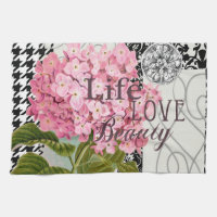 Chic Pink Hydrangea Collage Vintage Damask Art