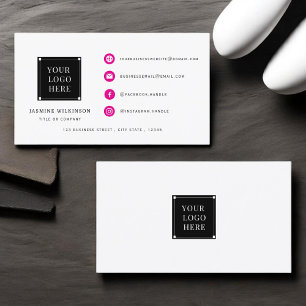 Chic Pink Icon Social Media Modern Business Card