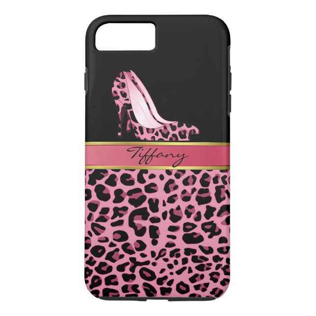 Chic Pink Jaguar Print iPhone 7 Plus Case (Back)