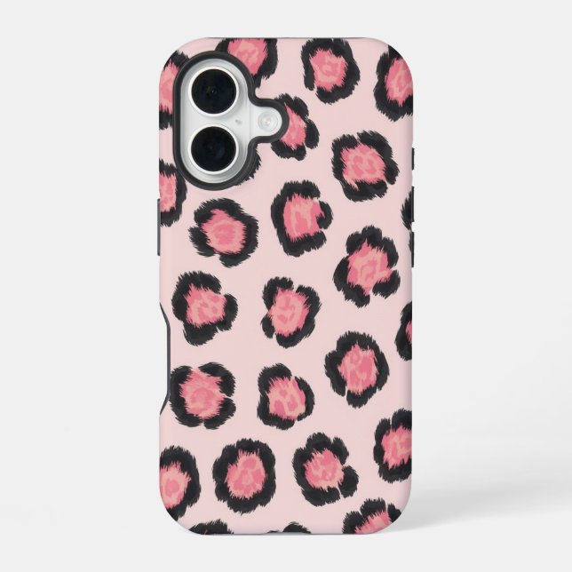 Chic Pink Leopard Print  iPhone 16 Case (Back)