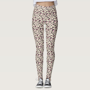 Chic Pink Leopard Print Pattern Leggings
