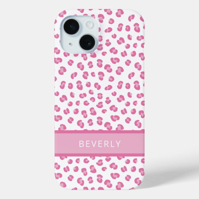 Chic Pink Leopard Print Personalised Case-Mate iPhone Case (Back)
