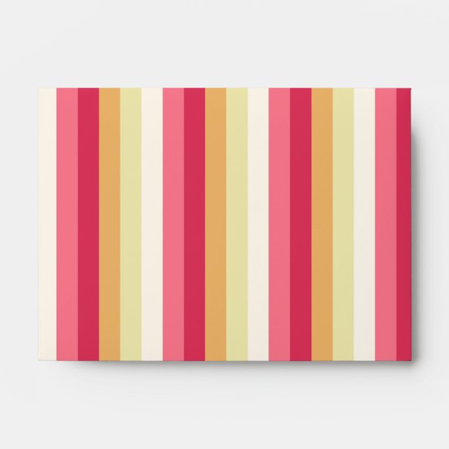 Chic Pink Light Red Yellow Stripes Pattern Envelope (Front)