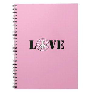 Chic Pink Love Peace Hearts Notebook