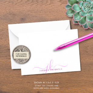 Chic Pink Magenta Script Monogram Initials Card