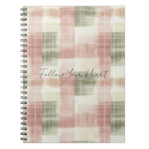 Chic Pink Mint Cream Plaid Stripes   Notebook