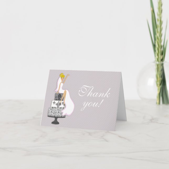 Chic Pink Modern Bride Bridal Shower Thank You Card (Front)