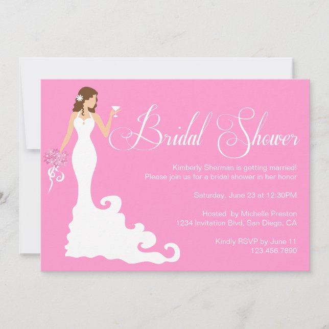 Chic Pink Modern Bride Posh Bridal Shower Invite (Front)
