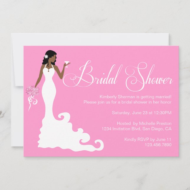 Chic Pink Modern Bride Posh Bridal Shower Invite (Front)