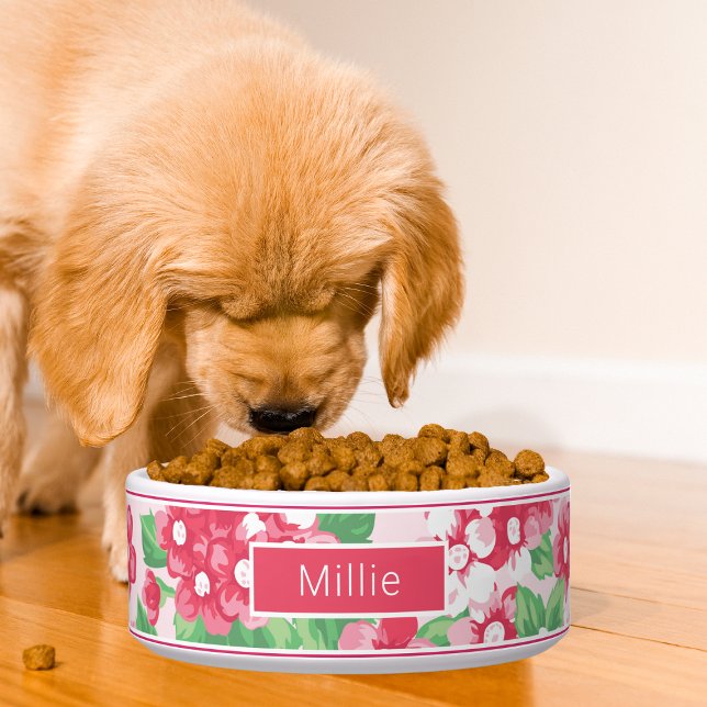 Chic Pink Modern Floral Pattern Bowl (Creator Uploaded)