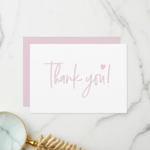 Chic Pink Modern script Baby Girl Shower Couple Thank You Card