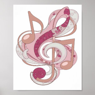 Chic Pink MUSIC IN PINK Modern Design Poster