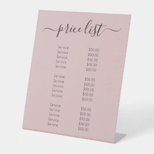 Chic Pink Nail Salon Professional Price List Menu Pedestal Sign