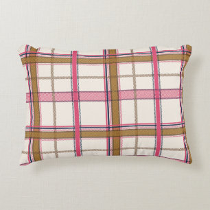 Chic Pink Navy Plaid Aesthetic Decorative Cushion
