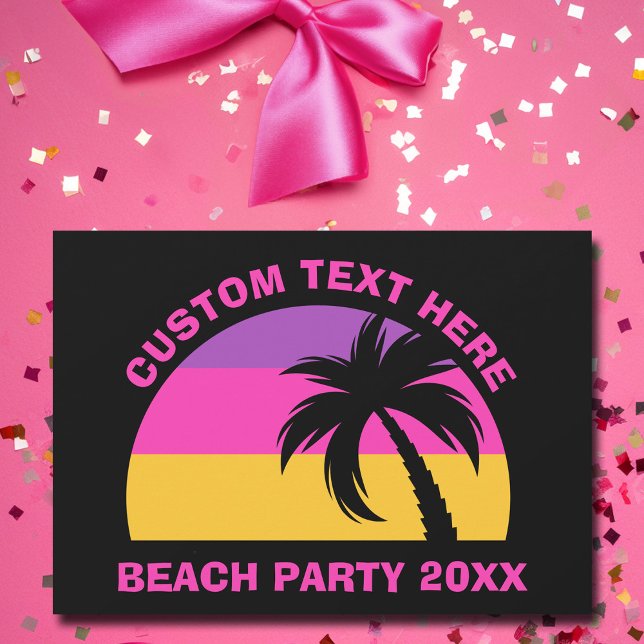 Chic Pink Palm Tree Custom Island Beach Party Invitation (Creator Uploaded)