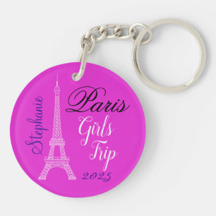Chic Pink Paris Eiffel Tower Girls Trip Key Ring