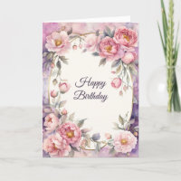 Chic Pink Peony Oval Frame Birthday
