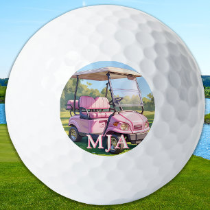 Chic Pink Personalized Golf Cart Custom Monogram  Golf Balls