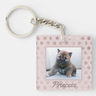 Chic Pink Pet Photo - Who's a Good Dog? Key Ring