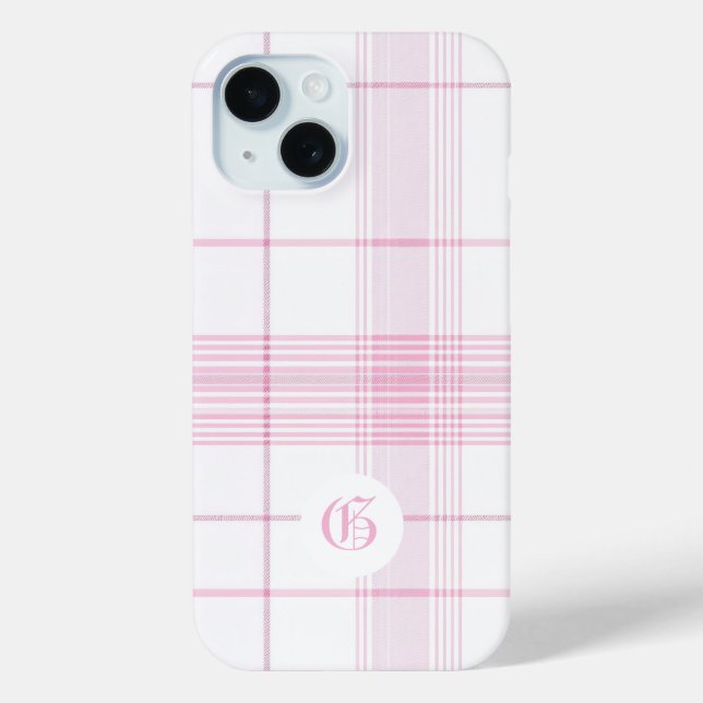 Chic Pink Plaid Customisable Phone Case (Back)