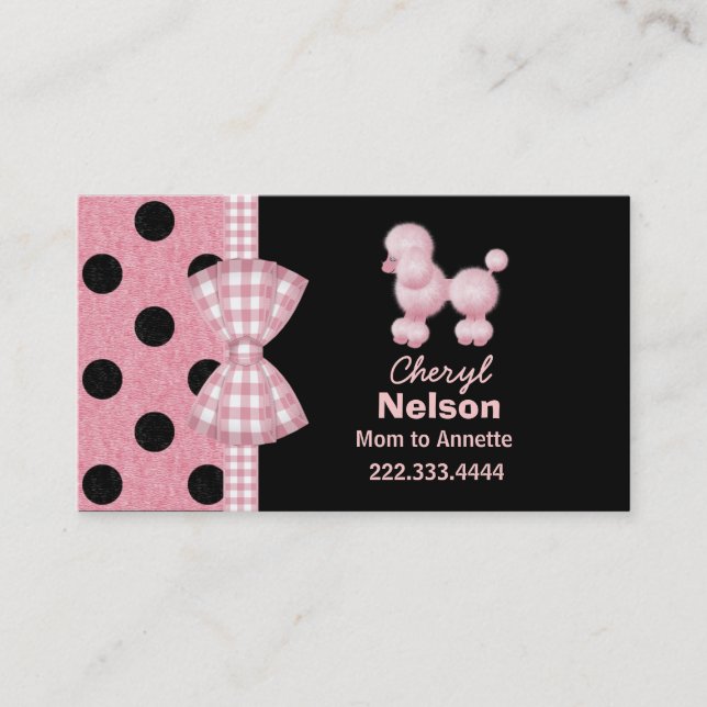 Chic Pink Poodle Mummy Card (Front)