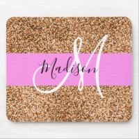 Chic Pink & Pumpkin Glitter Sparkles Monogram Name