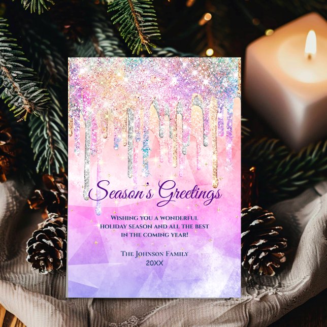 Chic pink purple drips glitter new year Christmas (Creator Uploaded)