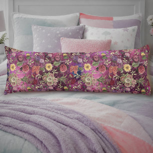 Chic pink purple flowers monogram floral pattern body cushion