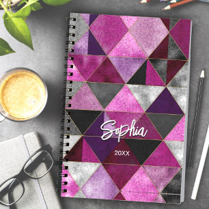 Chic pink purple grey geometric sketchbook notebook